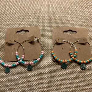 Colorful Beaded Hoop Earrings